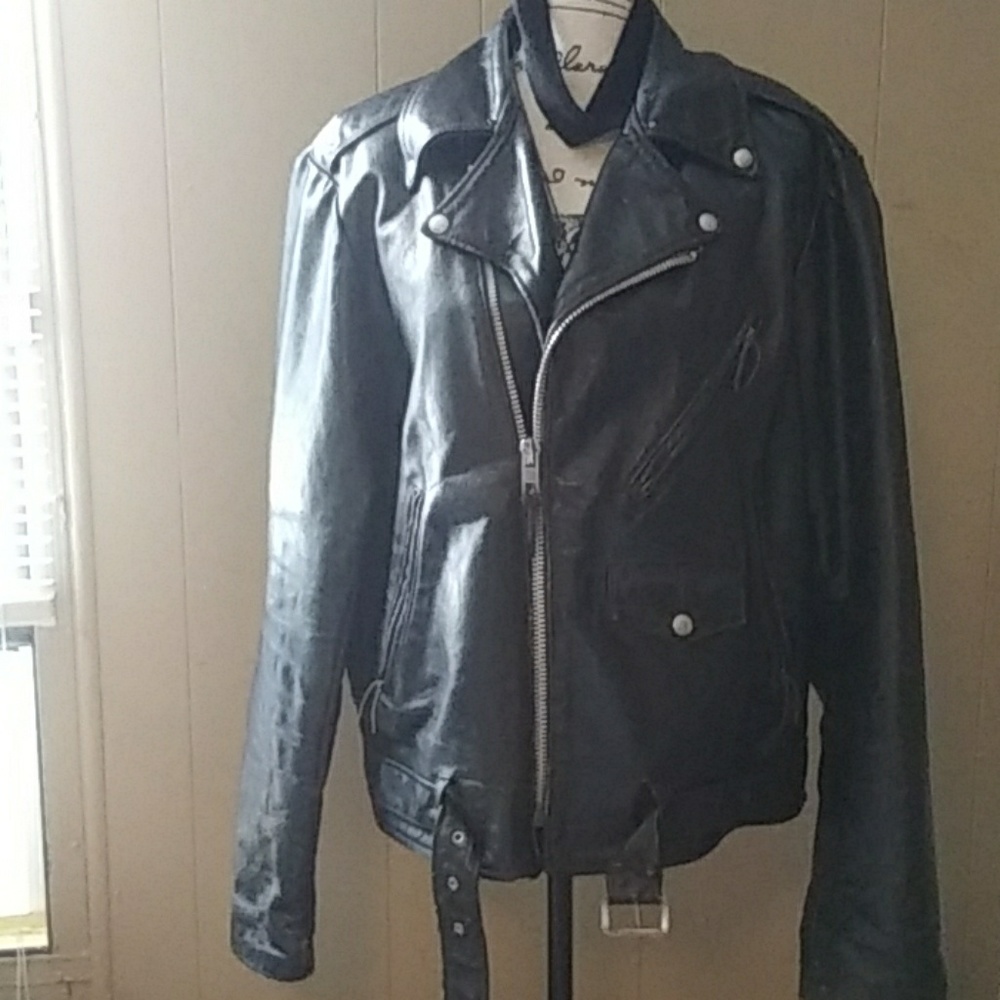 Vintage 70 men's leather motorcycle. Jacket